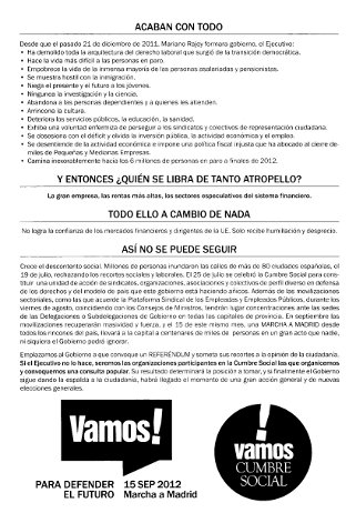 Octavilla manifiesto social 15-S