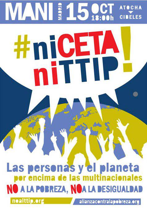 Cartel manifestación 15 octubre TTIP y CETA