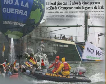 No a la guerra Greenpace y BANDERAS REPUBLICANAS